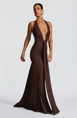 Anastasia Maxi Dress - Plum Brown