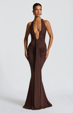 Anastasia Maxi Dress - Plum Brown