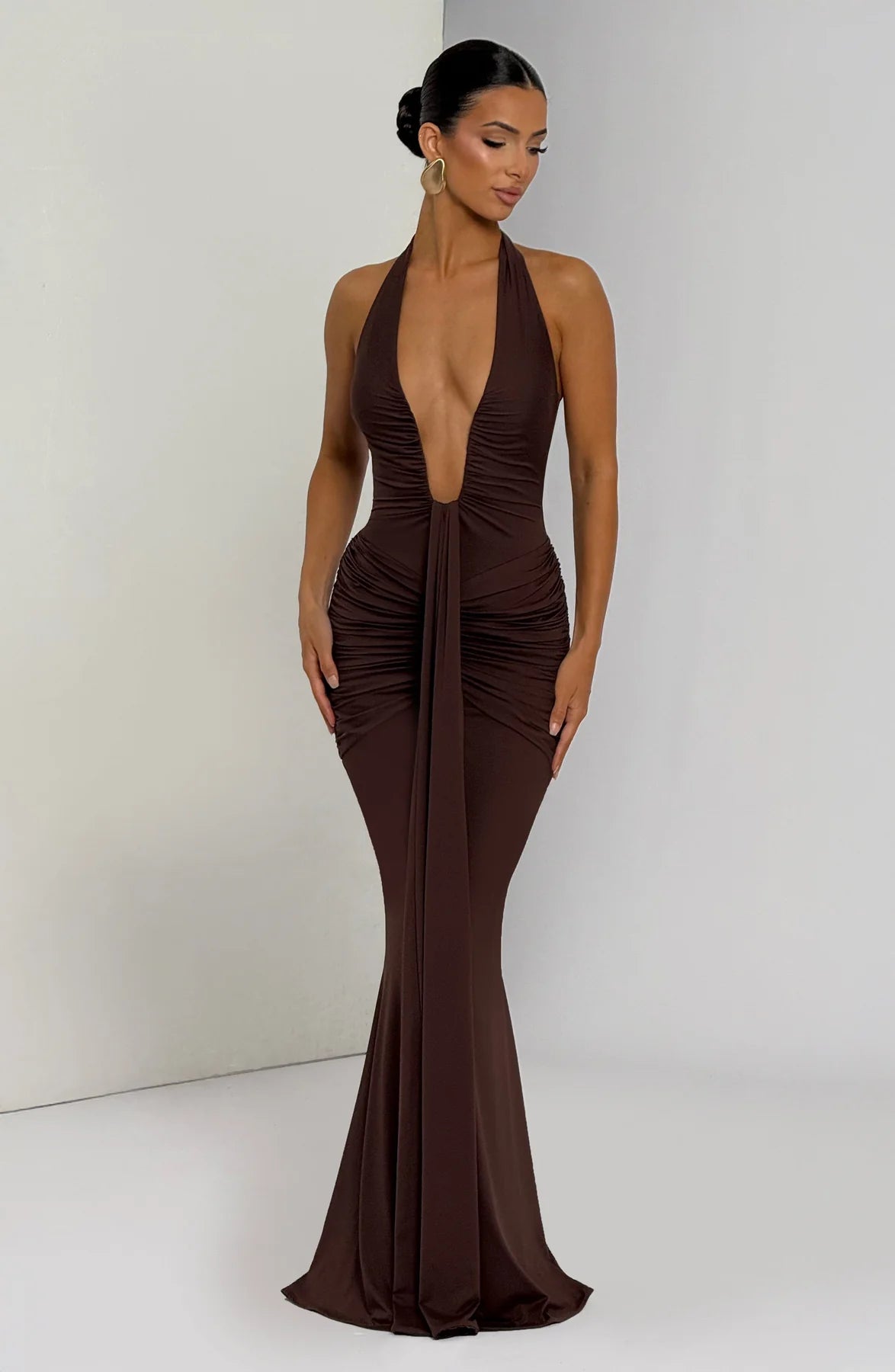 Anastasia Maxi Dress - Plum Brown