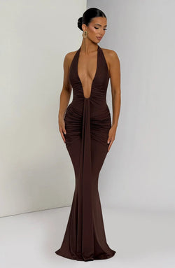 Anastasia Maxi Dress - Plum Brown